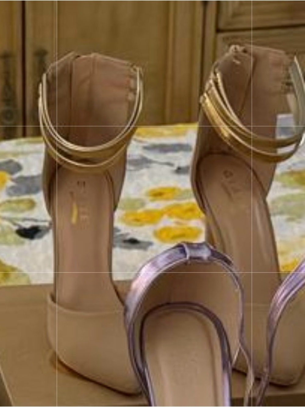 Calvin Klein Nude and Lilac Ankle-Strap Heels